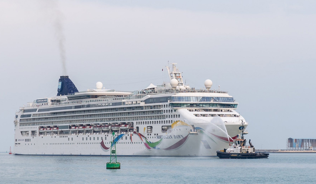 Norwegian Dawn cruise ship arrives at Old Doha Port